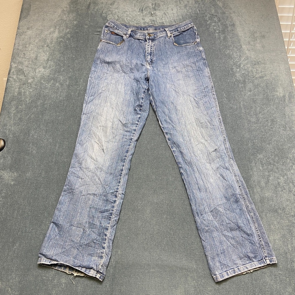 Lee Jeans Womens 14M Blue Denim Light Wash Medium Wash Pockets Straight Leg